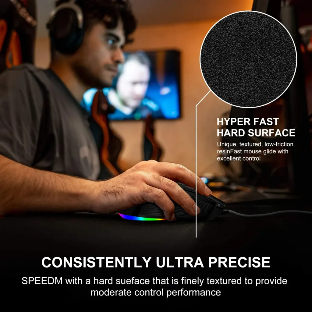 A person testing a mouse pad